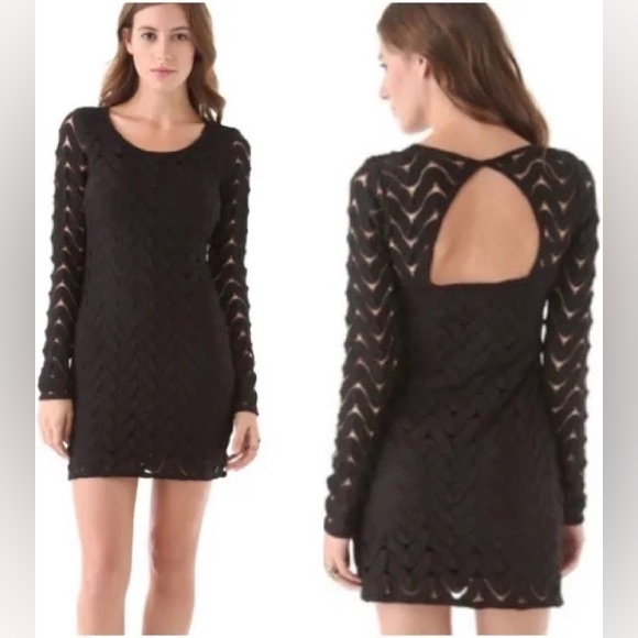 Free People Wild Things Bodycon Black Dress Size Small - Picture 2 of 11
